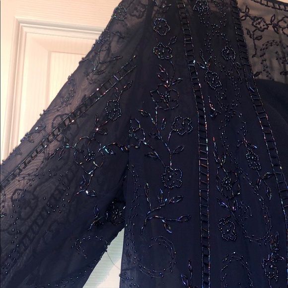 Forever Yours Int. Navy Blue Dress Size 8 w/ Shaw - Picture 3 of 5